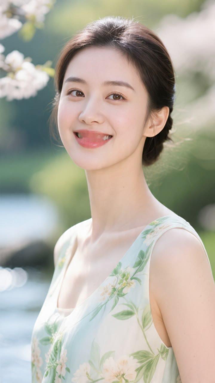 春日花海中的甜美笑容，清新自然，如诗如画。