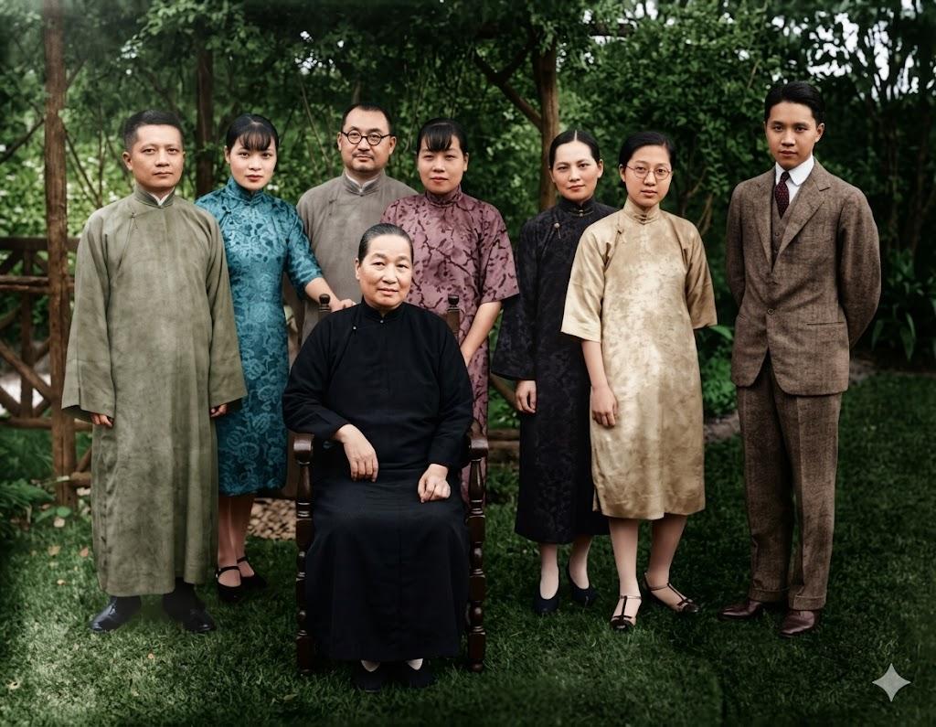 1929年9月，民国第一豪门宋氏家族的全家福，拍摄于宋美龄的寓所，宋家是近代中国