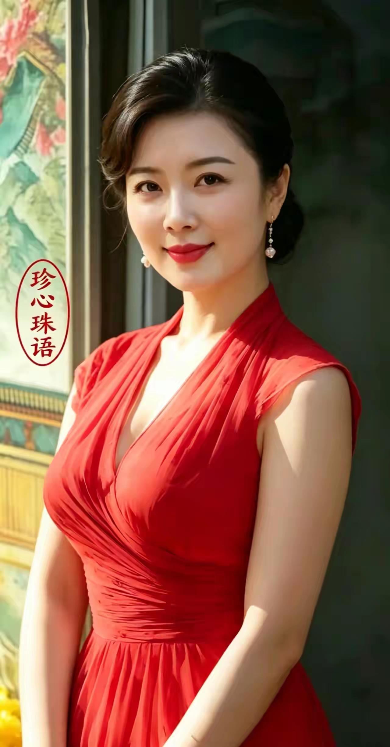 这美女穿着红色连衣裙，好漂亮！迪丽热巴现身北京机场那套红裙搭黑高跟，白皮肤衬得