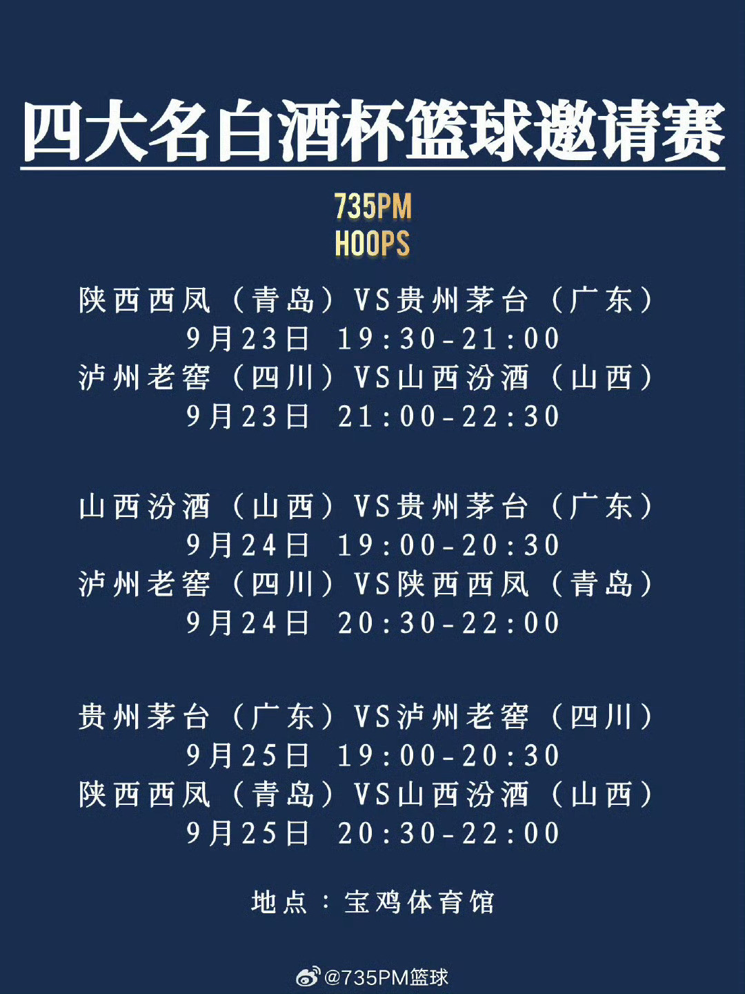 CBA消息：第四届中国名白酒杯男子篮球邀请赛于9月23日-25日在陕西宝鸡举行。广东宏远队代表“贵州