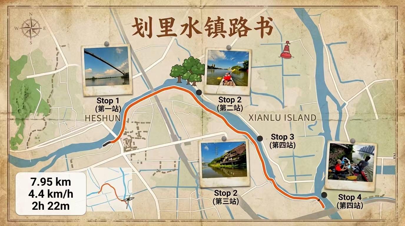 划里水镇路书。来里水镇划船。 它在佛山，离广州很近。一般会觉得，这种地...