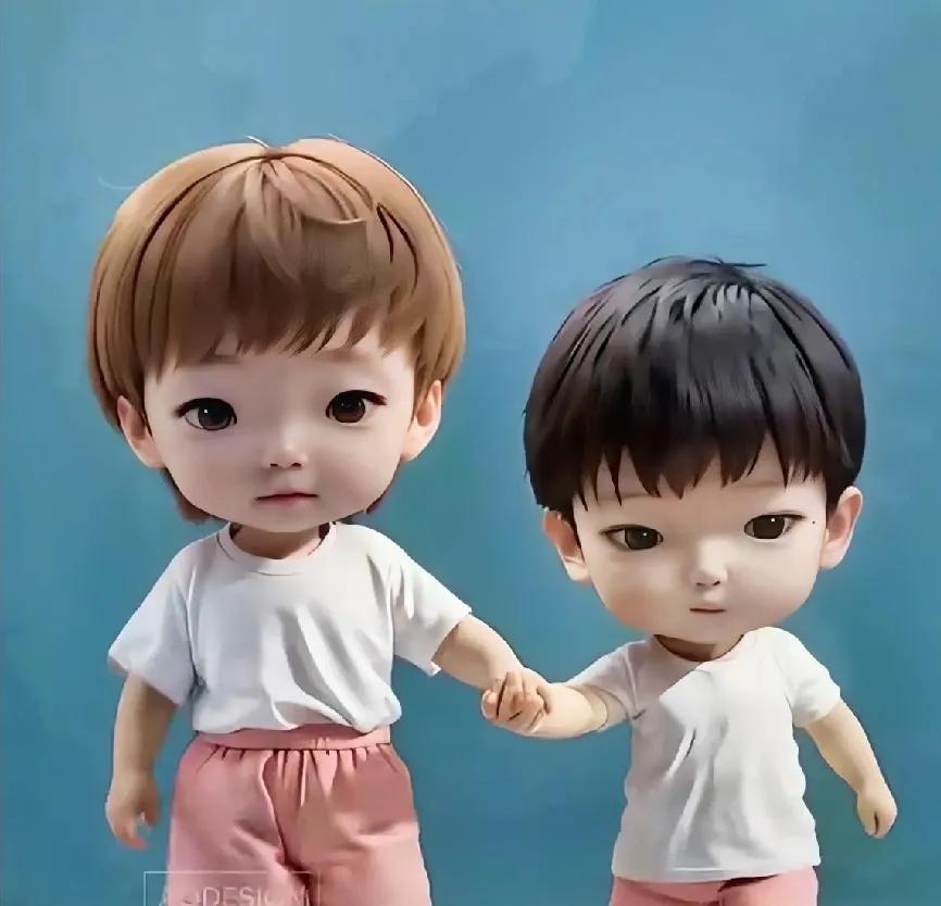 哇，好可爱的图片谁这么有才，海产姐妹太可爱了。姐姐牵着妹妹的手，妹妹拉着姐姐