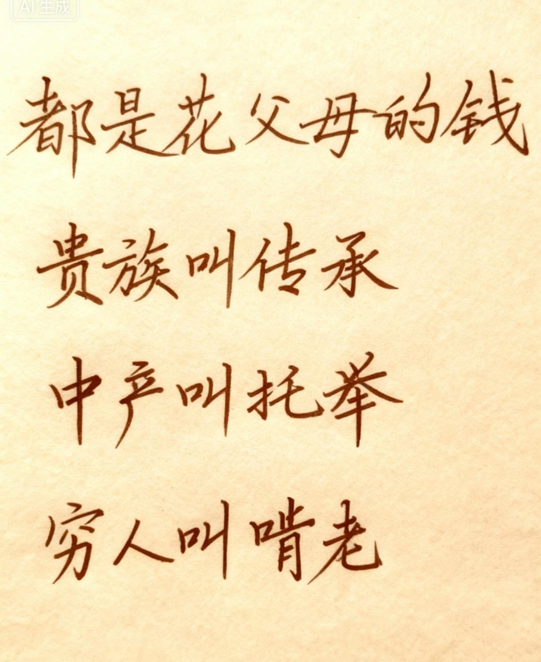 为啥都是花父母的钱贵族叫传承中产叫托举穷人叫啃老？重点在于钱多钱少，贵