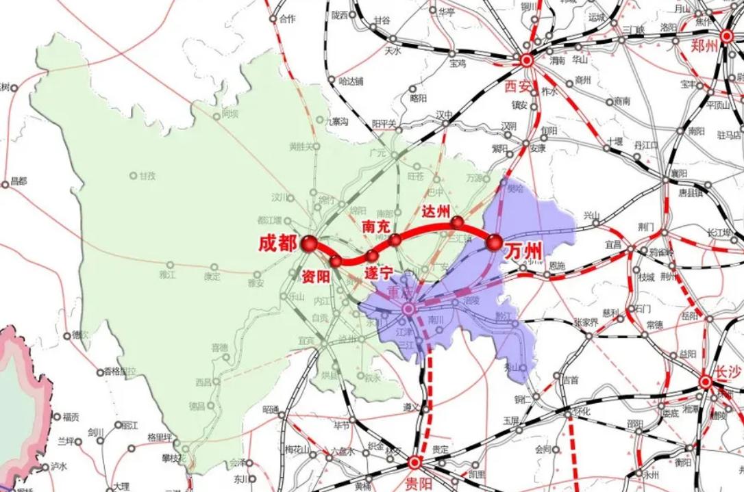 成达万高铁四川段，431座桥梁已经全部合龙，124座隧道已经全部贯通，路基也基本