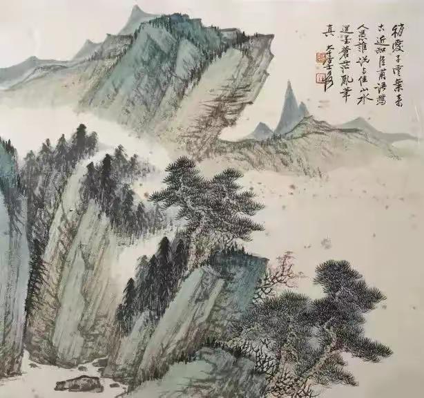 张大千遗作感叹传统绘画技法的高超与霸气。张大千是中国近代的书画大师，他一生致力于