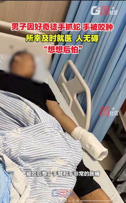 “好奇害死猫！”江苏南京，一男子和朋友在江边散步，忽然有人发现水中有东西在游动，
