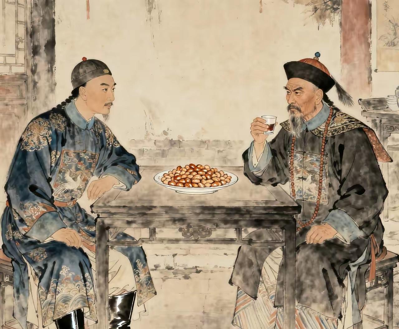 左宗棠带兵路过甘肃时，当地县令王某摆酒接风。桌上只有一盘油亮花生米，王某说全县穷