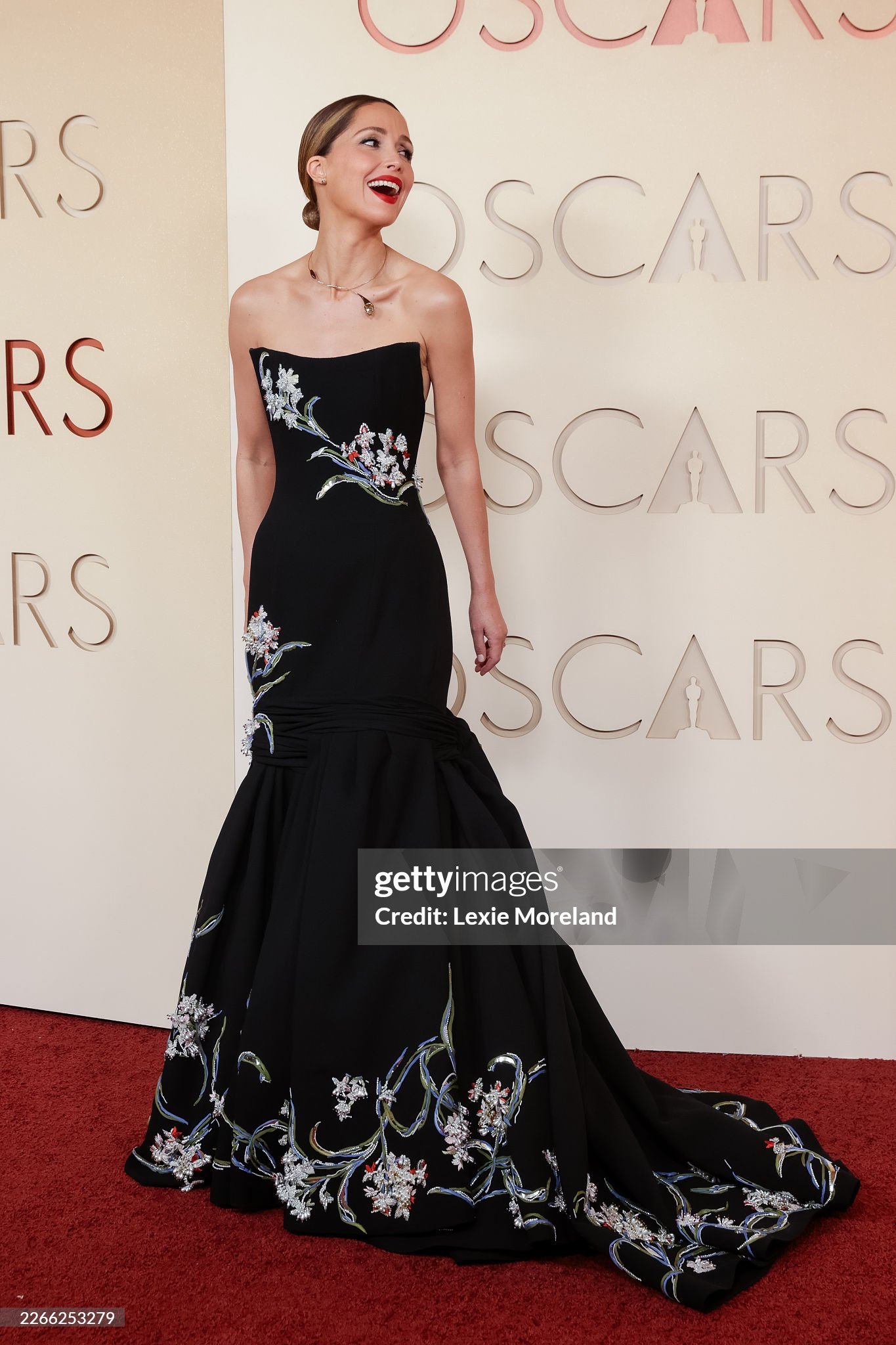 RoseByrne在今天奥斯卡红毯这身礼服美喔！来自于Diorby