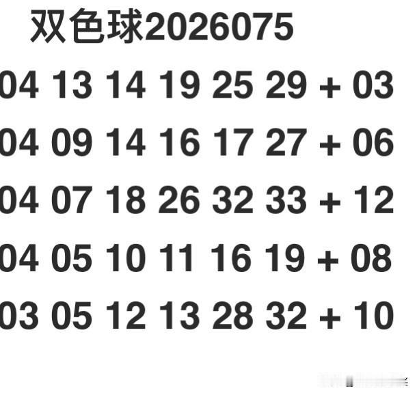 双色球2026075