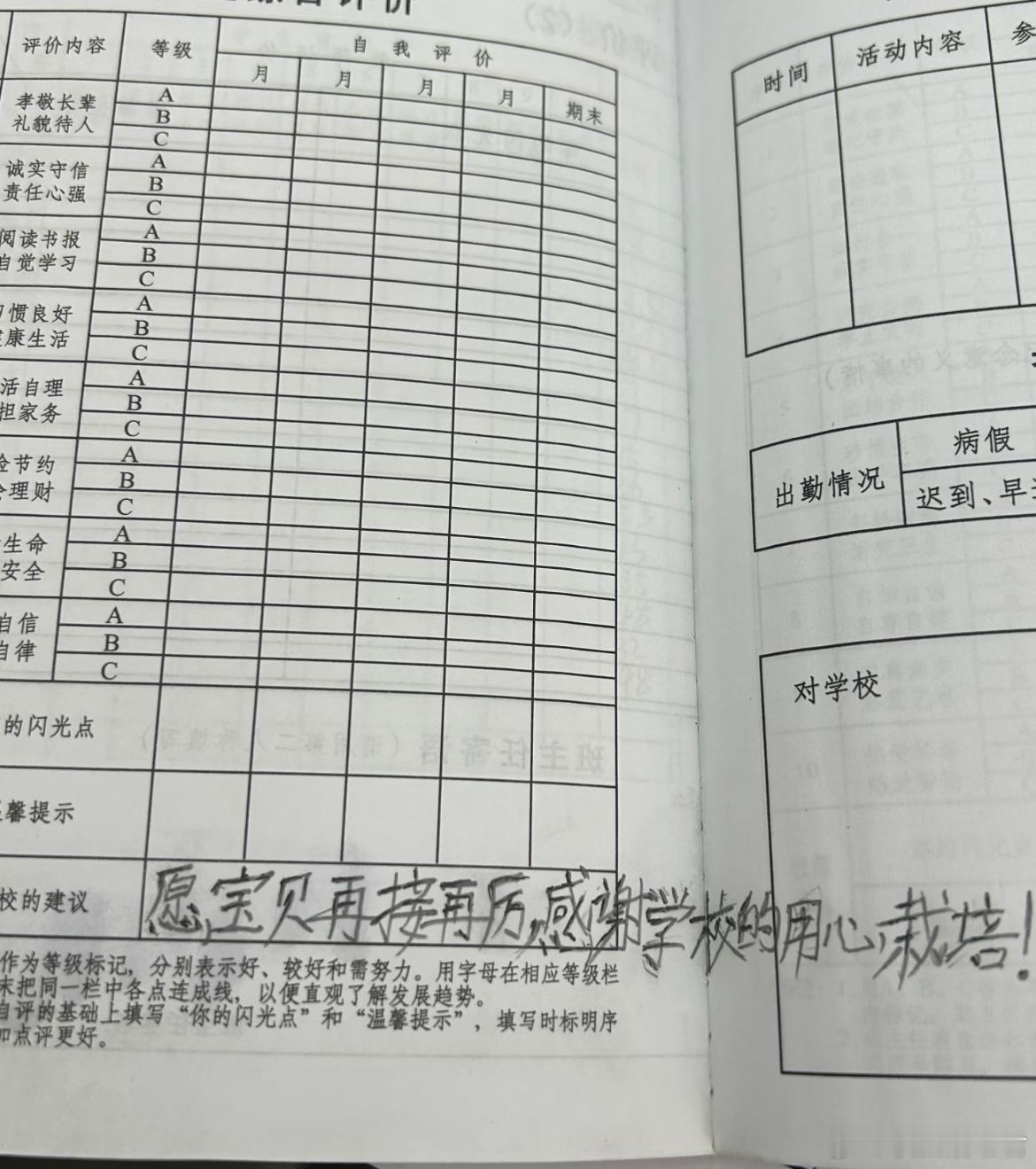 全班倒数孩子的家长在手册留言了​​​