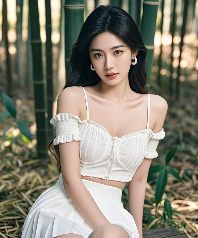 踏入竹林，与这位颜值神秘的美女不期而遇，心生好奇
