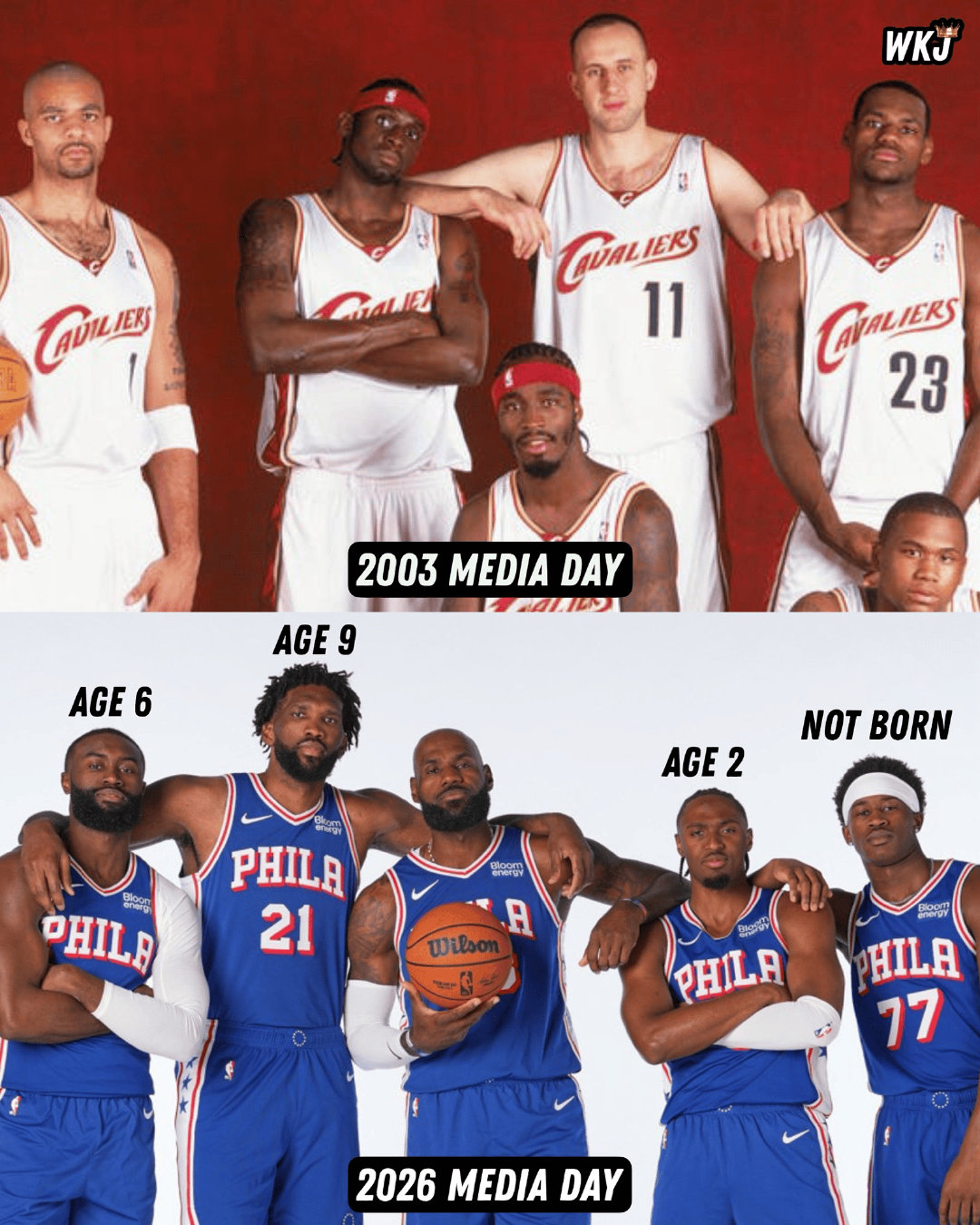 #仅退款把商家逼成什么程度了#詹姆斯首次参与NBA媒体日时，杰伦布朗6岁、恩比德9岁、马克西2岁，埃