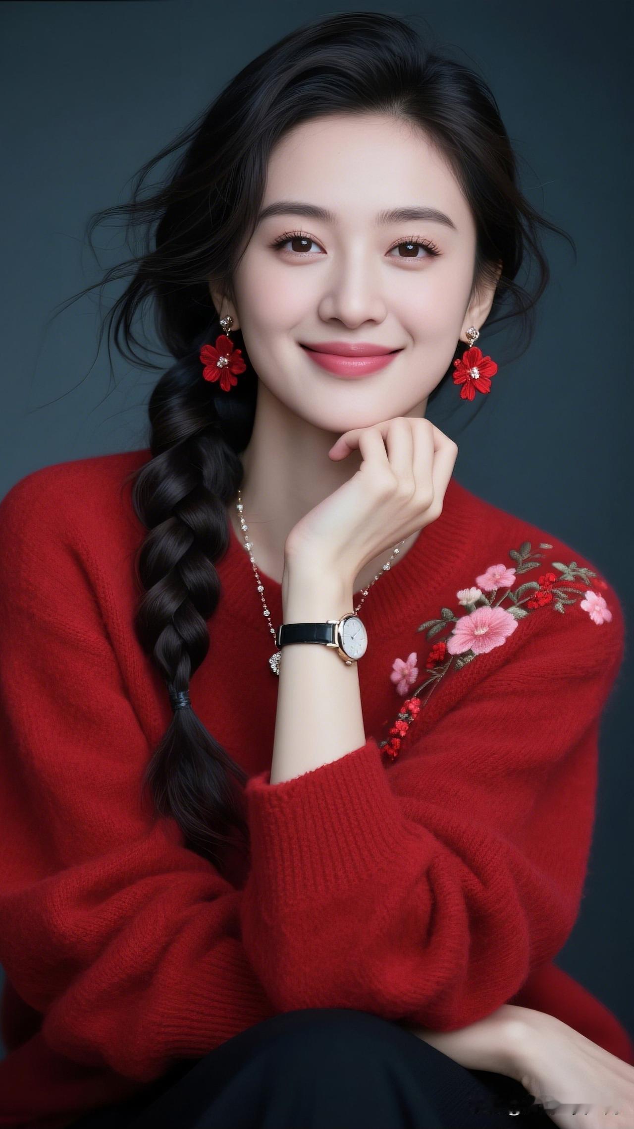 红袖添香夜，花枝招展时。一眼沦陷的神级美图甜美红衣少女，微笑如花绽放！🌸😊