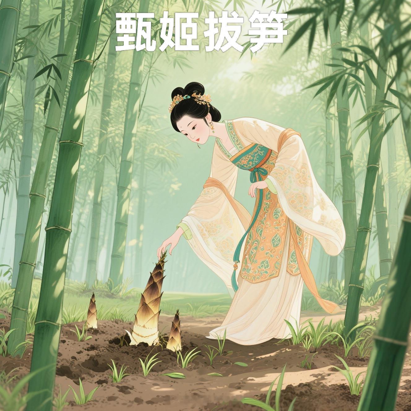 今天我们学习一个成语：甄姬拔笋1.注释：释义：原指挑剔地选择最嫩、最完