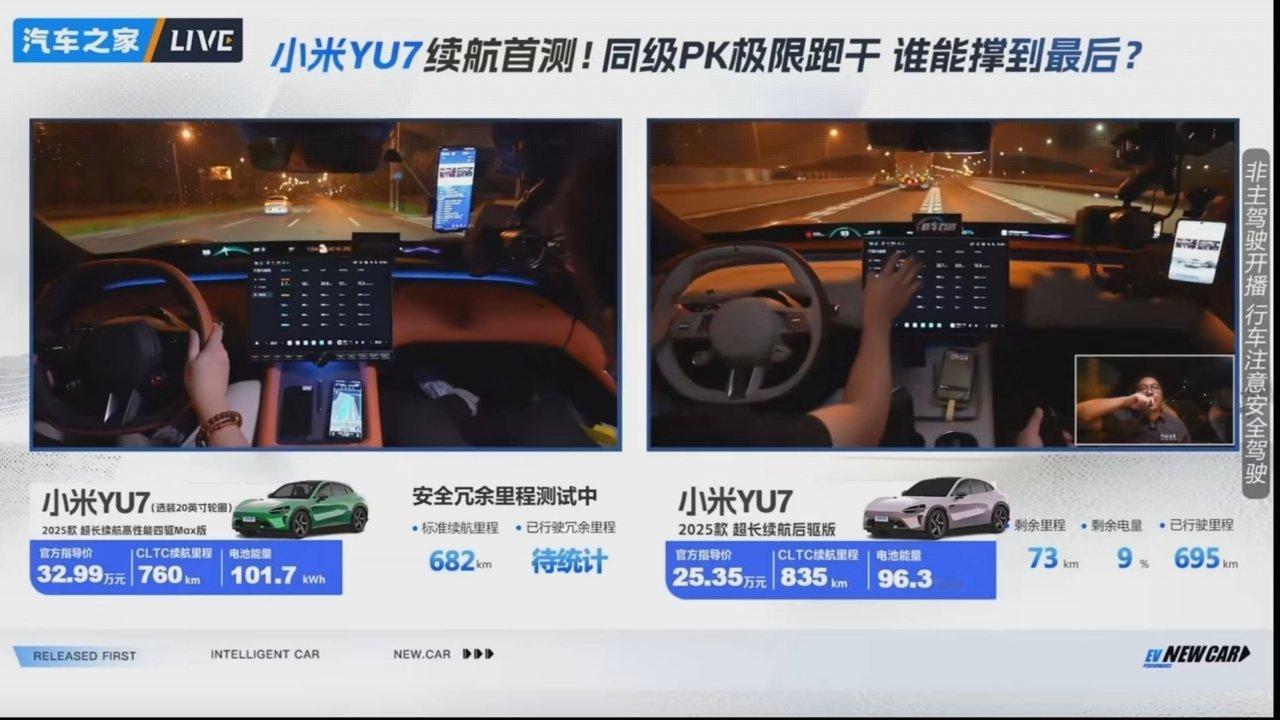 是真的拼啊，之家的YU7现在还在北京五环跑续航从早上9点开到现在，均速40km/