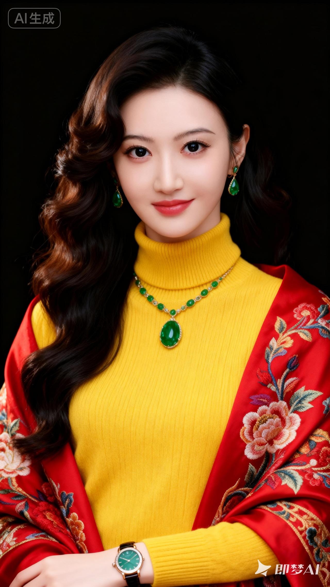 优雅红毯风，绿宝石项链闪耀夺目！💎✨