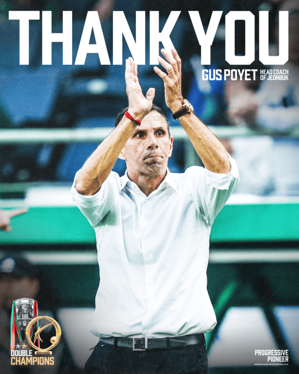 上任第一年带队夺得双冠王, 全北现代官方: 主帅波耶特辞职