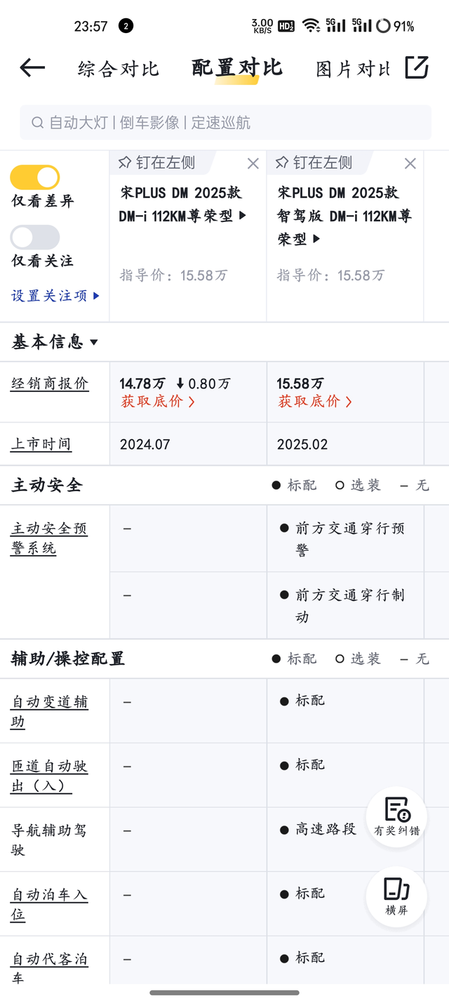 25款和25款智驾区别作为老车主，我十分不推荐买宋plus，不管是买新车还是