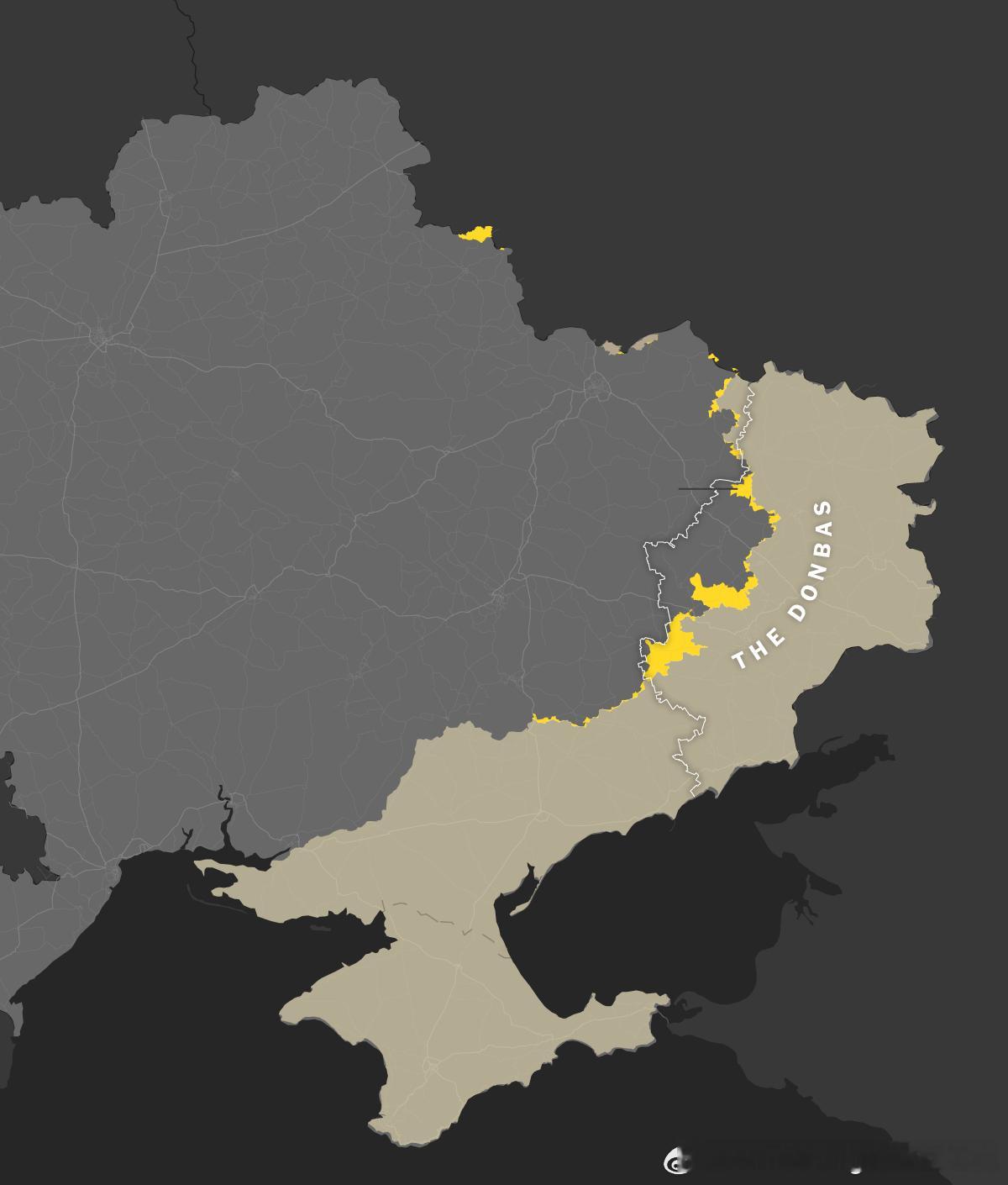 一些战场背景：俄军2025年新占领的土地（在这张地图上以黄色表示），本身面积并不