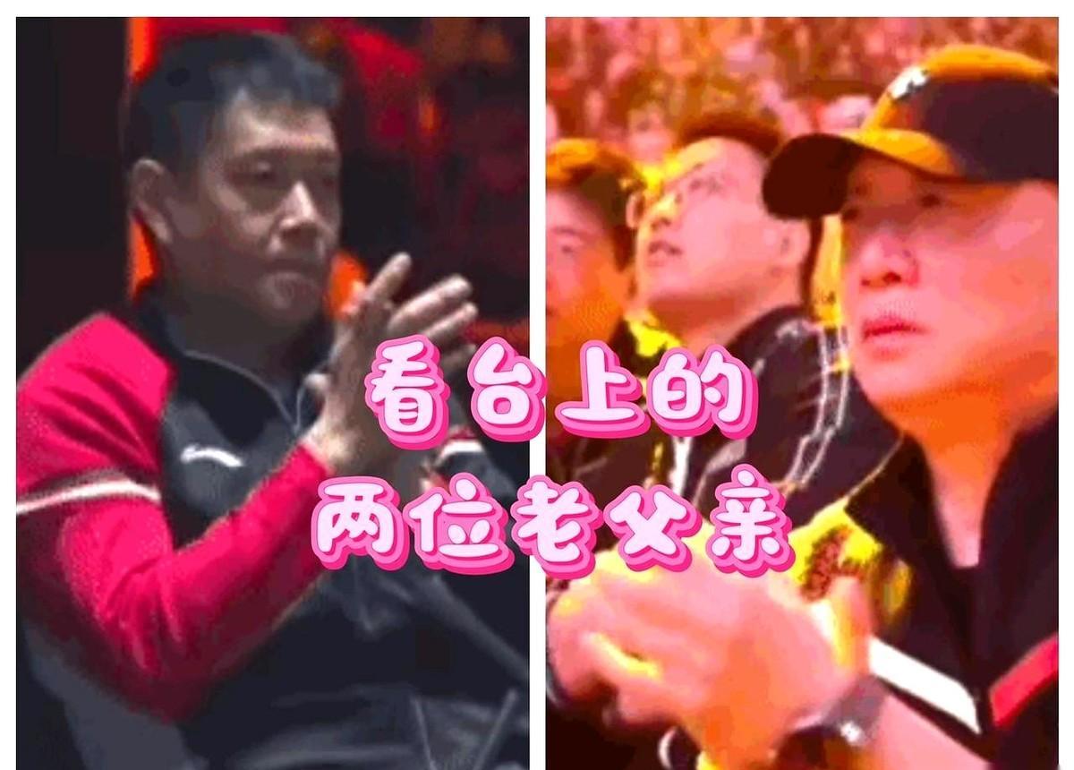 他蹲着，不是等采访，是等她站稳。23个冠军，一个没落下，他背的不是球包，是整个