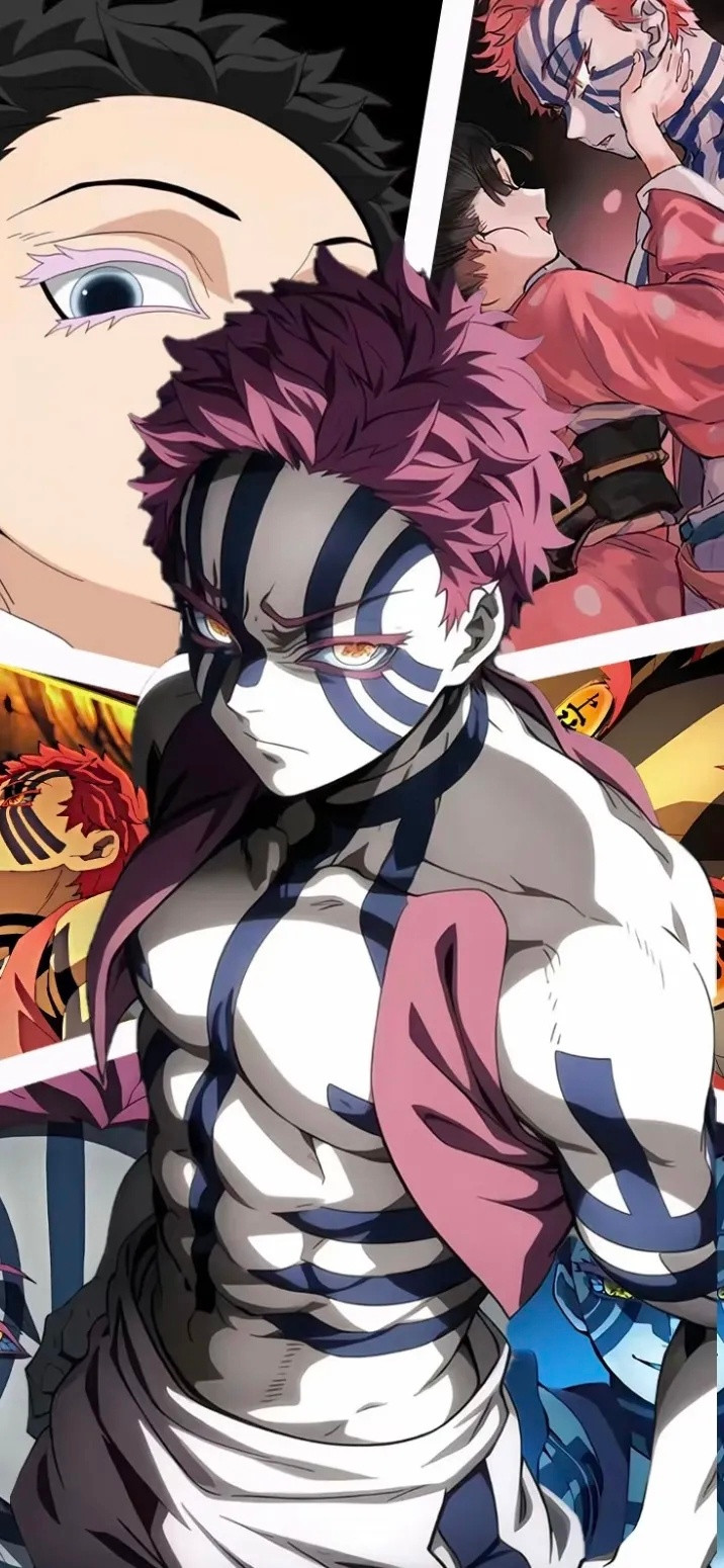 动漫次元新星计划鬼灭之刃一组猗窝座的壁纸。猗窝座的惊艳，是黑暗中的烈性绽放！从