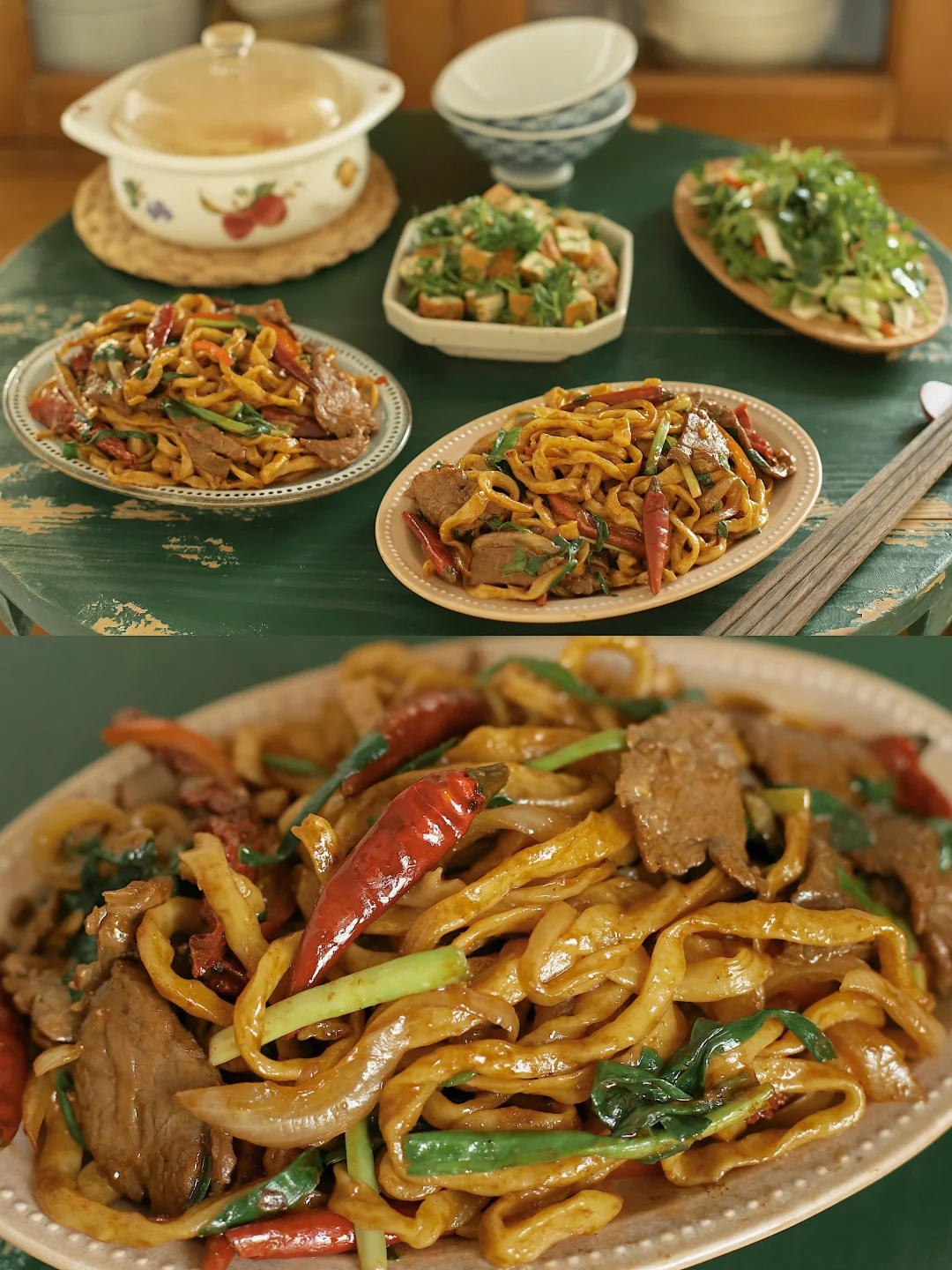 好吃过瘾 麻辣鲜香的干煸牛肉炒面。