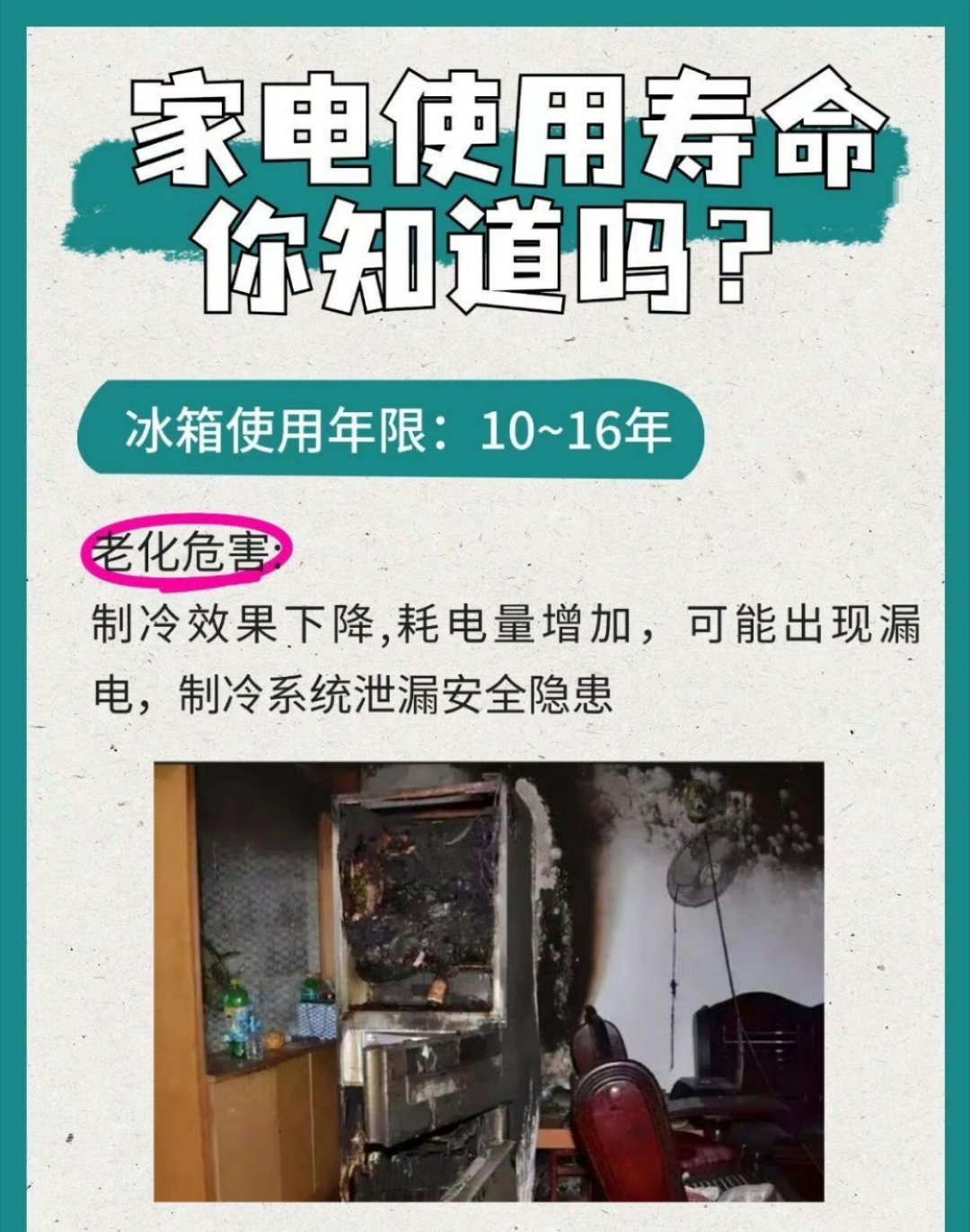 家电都有自己的寿命时长，超长时间使用只会增加生活中的风险。各个品类家电使用寿命如