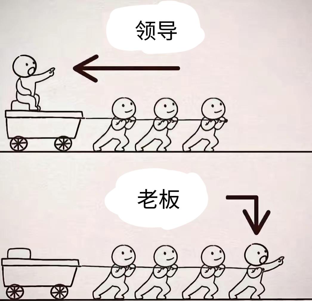 都说领导就是老板。但实际上区别大了。仔细想想，是不是这么个逻辑？