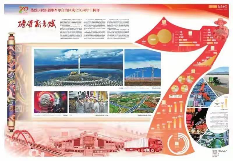 “祖国有您，我们有福”！庆祝新疆自治区成立七十周年现场的标语，是2600万新疆