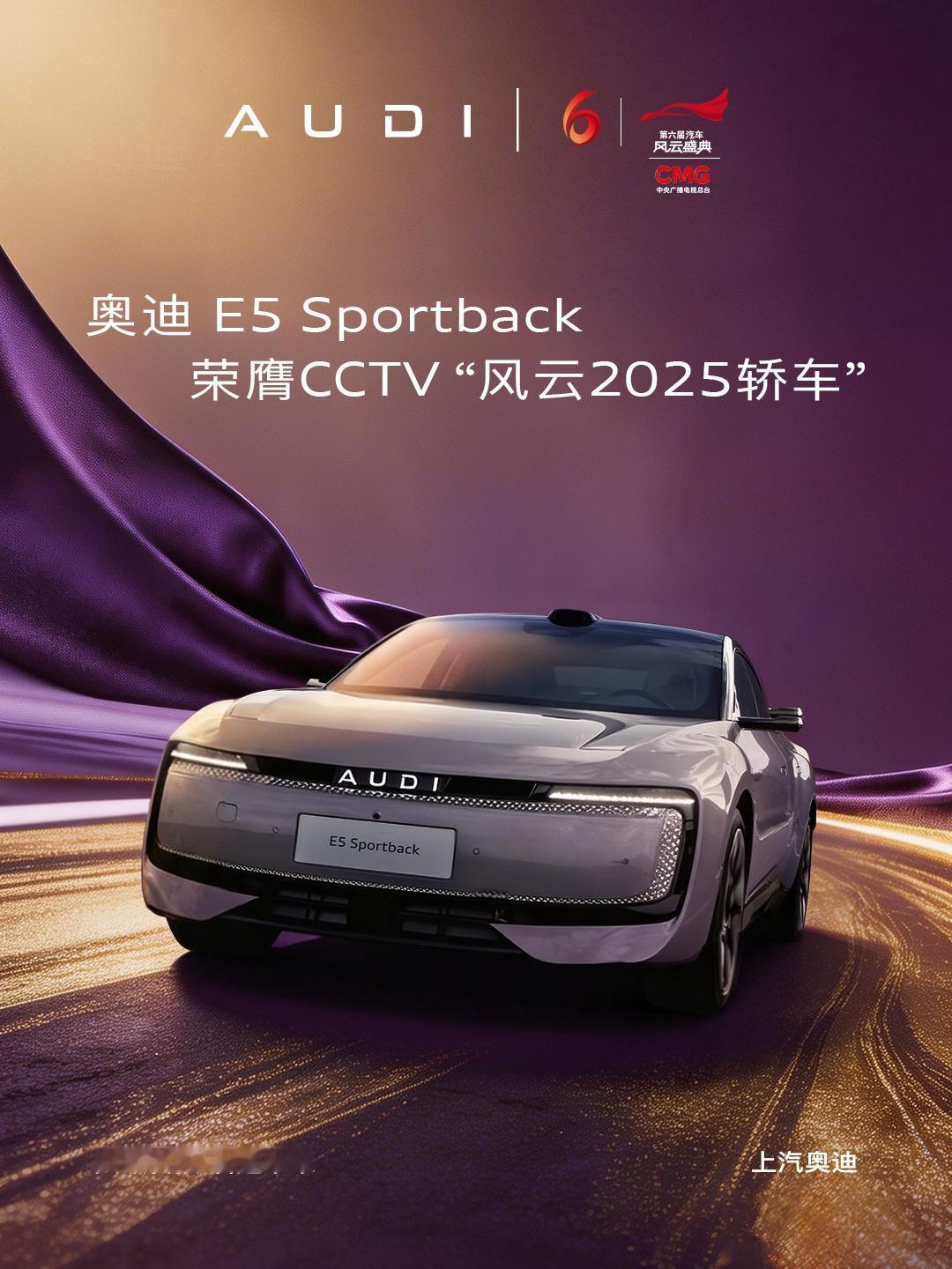 上汽奥迪E5Sportback，拿了三个年度的汽车奖项。一个是央视汽车风云盛典