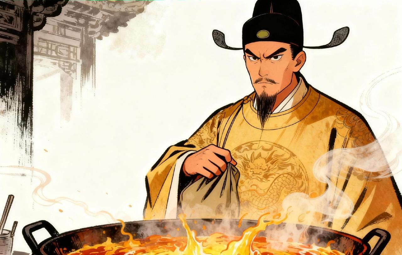 朱元璋指着一锅热油问解缙：“你敢把手伸进去吗？”解缙却笑着从怀里掏出一物，扔进锅