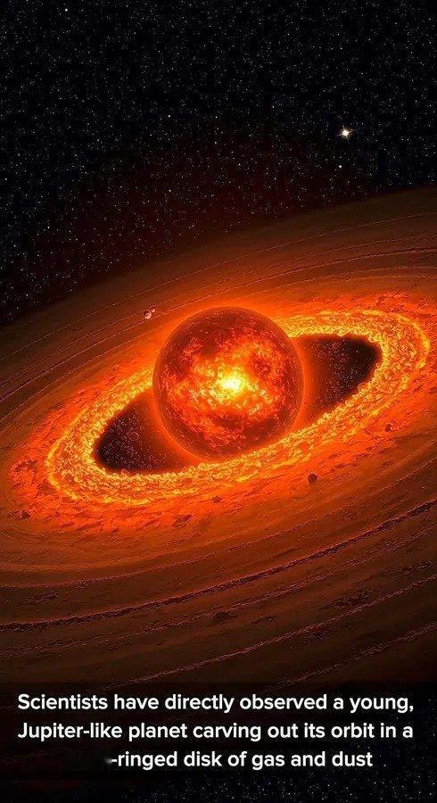 这颗名为WISPIT2b的行星仍在散发着其形成时的热量，并在其恒星周围的多环气
