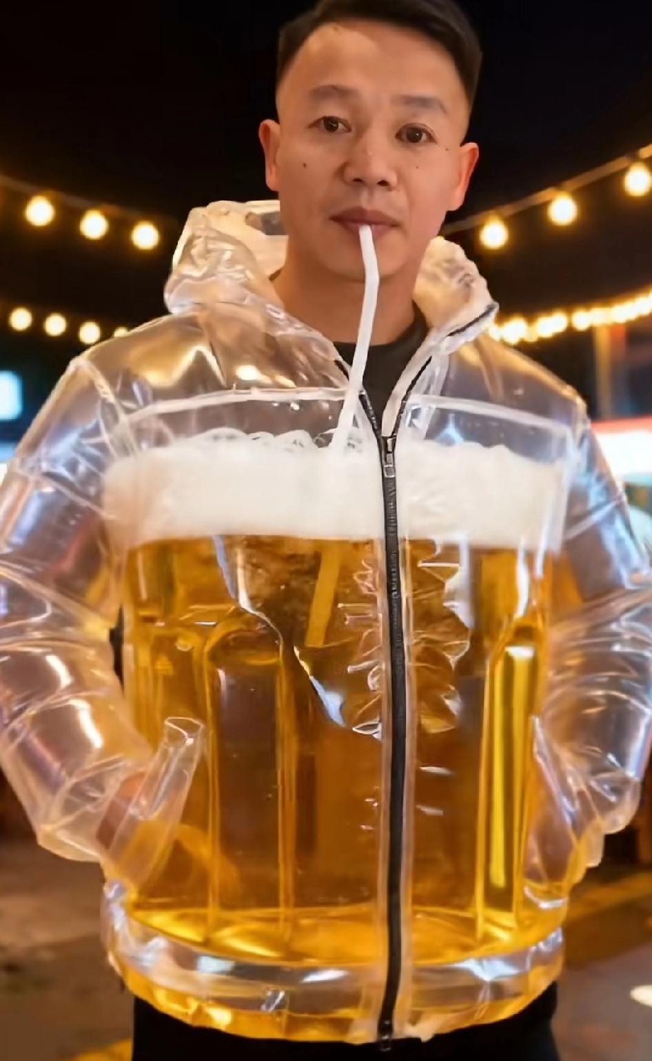 给一直能喝的穿，刚出了教程！巴黎世家的衣服装啤酒，再穿条这样的裤子就完美了，裤