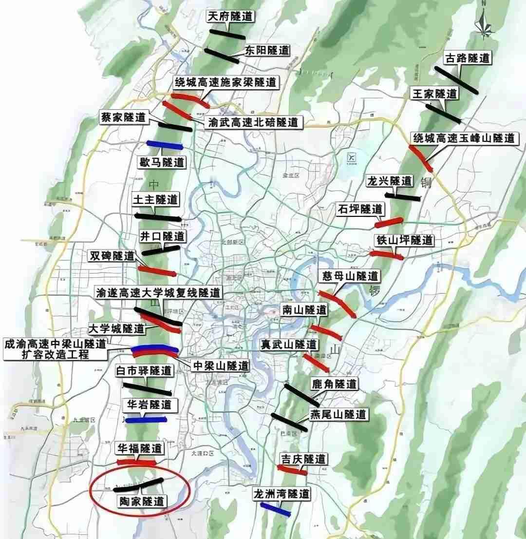 我刷到这样一张重庆的局部地形图，我才发现重庆的隧道好多呀。网友甚至打趣说道：“重