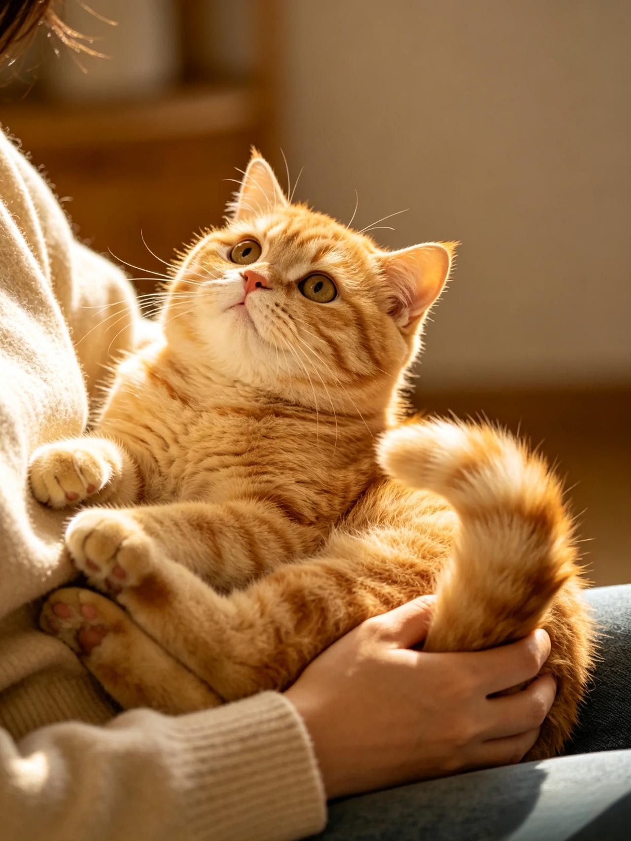 猫咪求关注的信号,你接收到了吗?猫咪主动蹭你腿、用脑袋拱手心，是撒娇求陪伴。轻轻