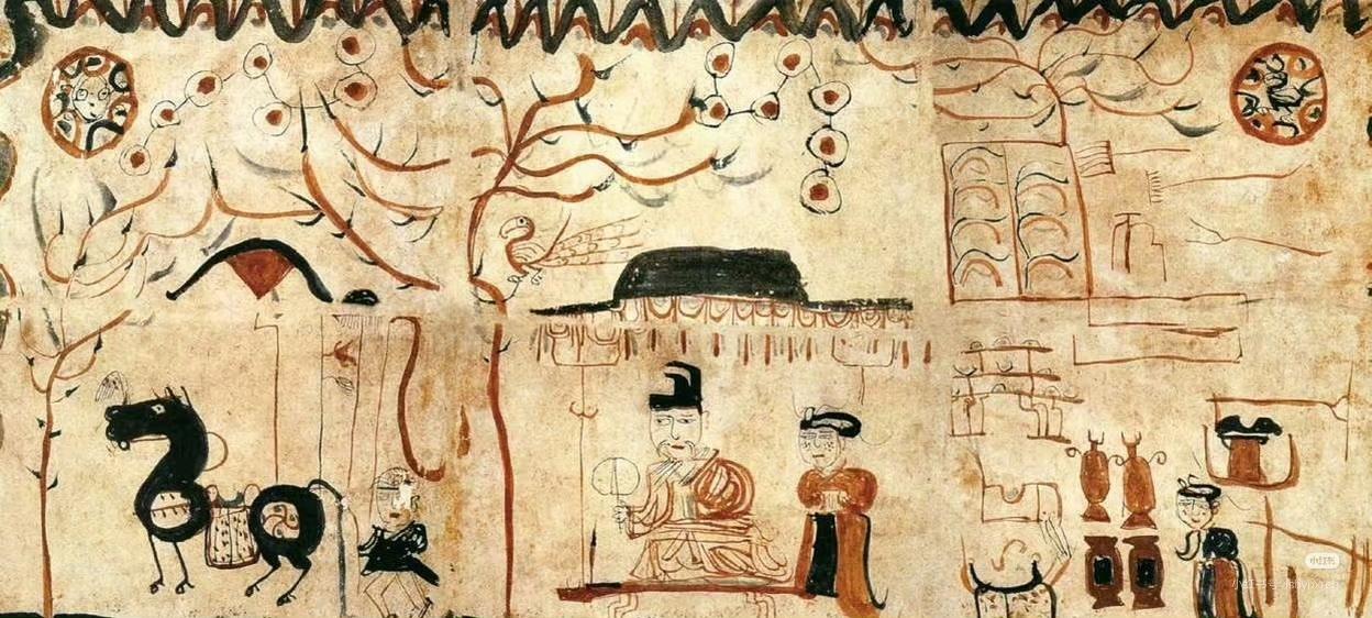 《东晋墓主人生活图》，画风这么潦草，1600多年前竟然还能当画师[捂脸哭][捂脸哭]
