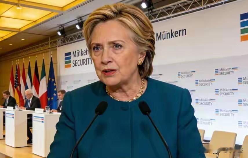 2月14日，希拉里在慕尼黑安全会议上被记者追问：西方领导人卷入爱泼斯坦案、纵容侵