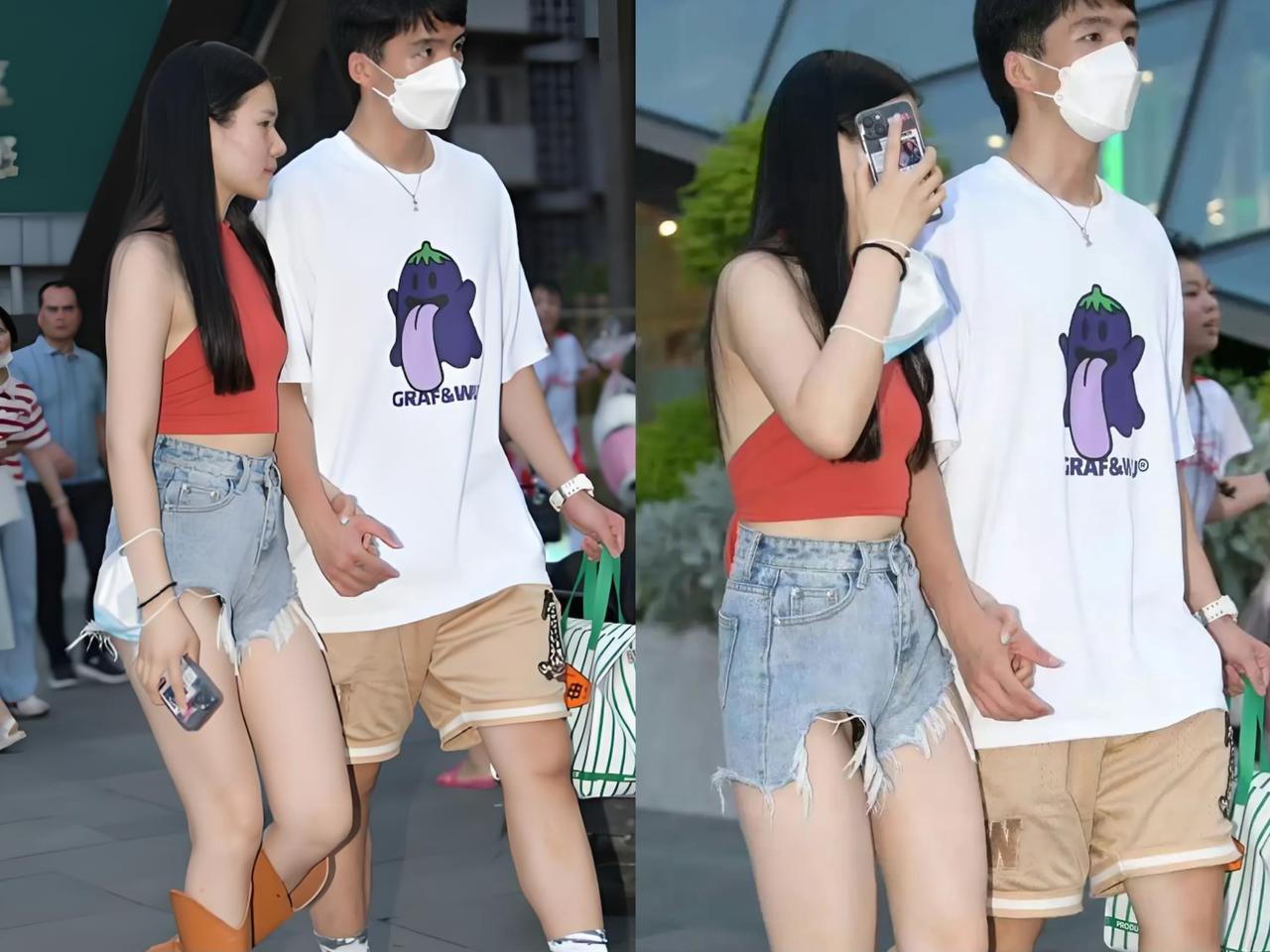 这街头CP穿搭也太会了！辣妹配潮男谁看了不夸？本来以为红配卡其会很突兀，没想