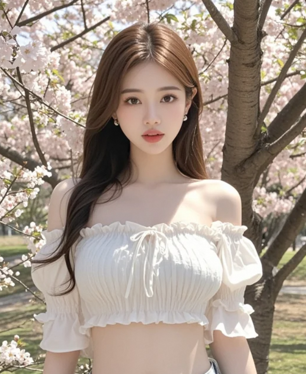 美女与樱花的邂逅，美得刚刚好