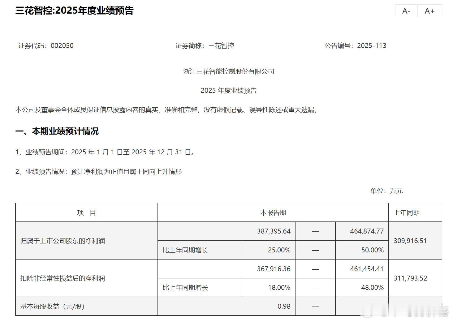 第一批2025年度业绩预告来了
