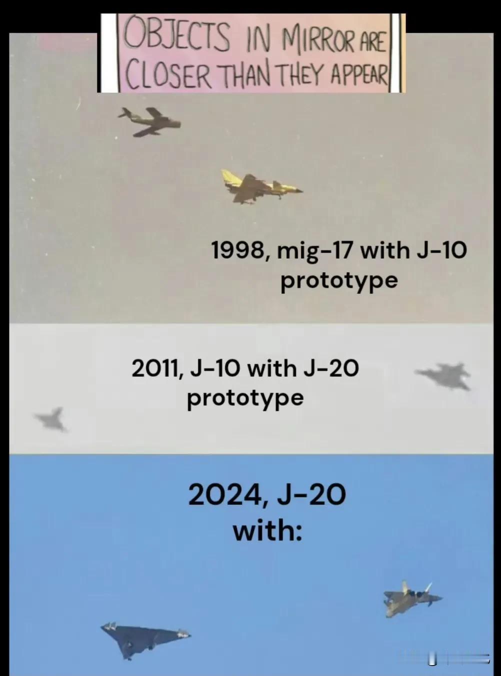 不到30年，历史性的巨变。1998年，歼7战机护航歼10战机首飞；201