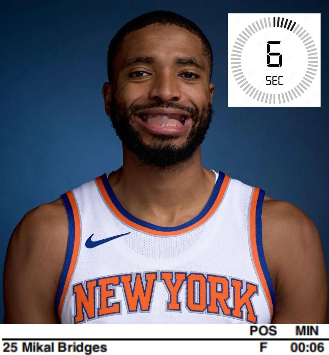 铁人就是他们三了。本赛季出战83场比赛的球员：尼克斯：布里奇斯，83场！