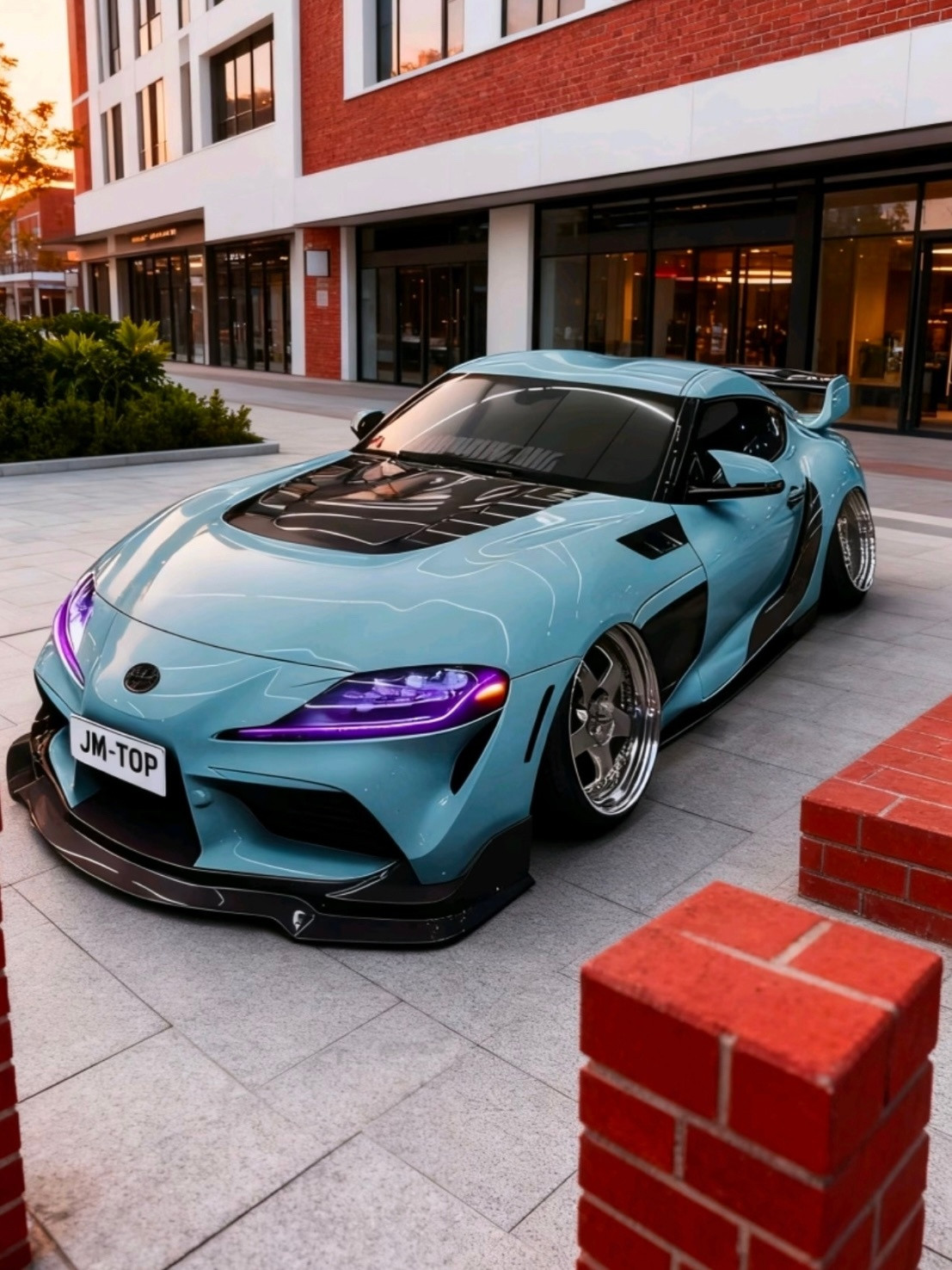 低饱和冰蓝撞色黑色套件，赛博氛围感直接拉满不需要靠豪华车标撑场面，硬核颜值+强悍