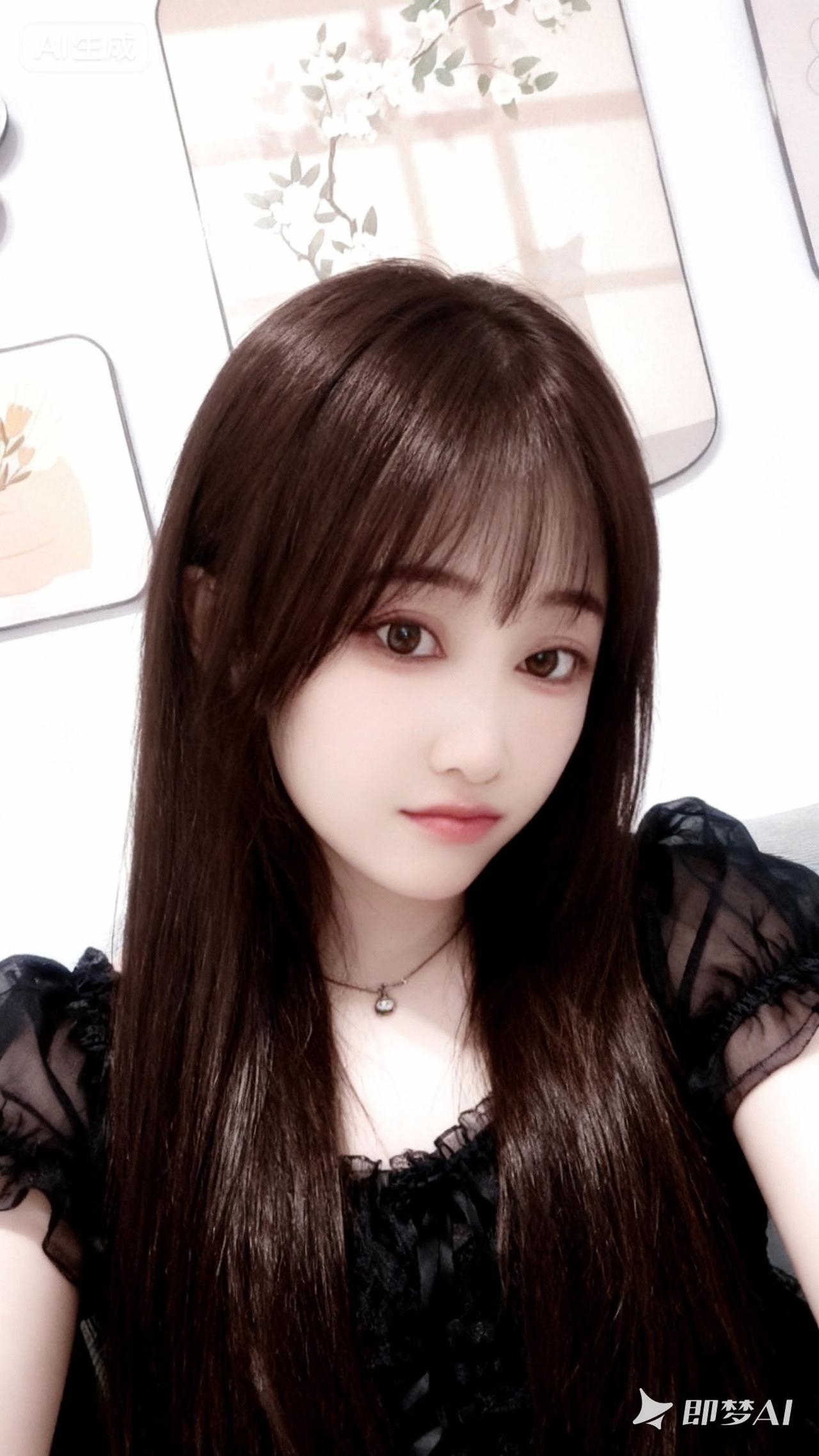 画面中的离尘师妹模样极为可爱，有着幼态脸蛋，有着可爱无辜且眼睑下至的眼睛。她拥有