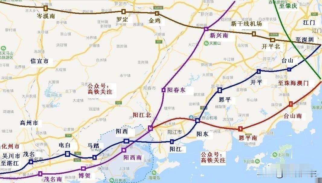 信宜、高州、化州的高铁建设又遭遇难题！粤西高铁布局中，广湛高铁和深湛高铁的客