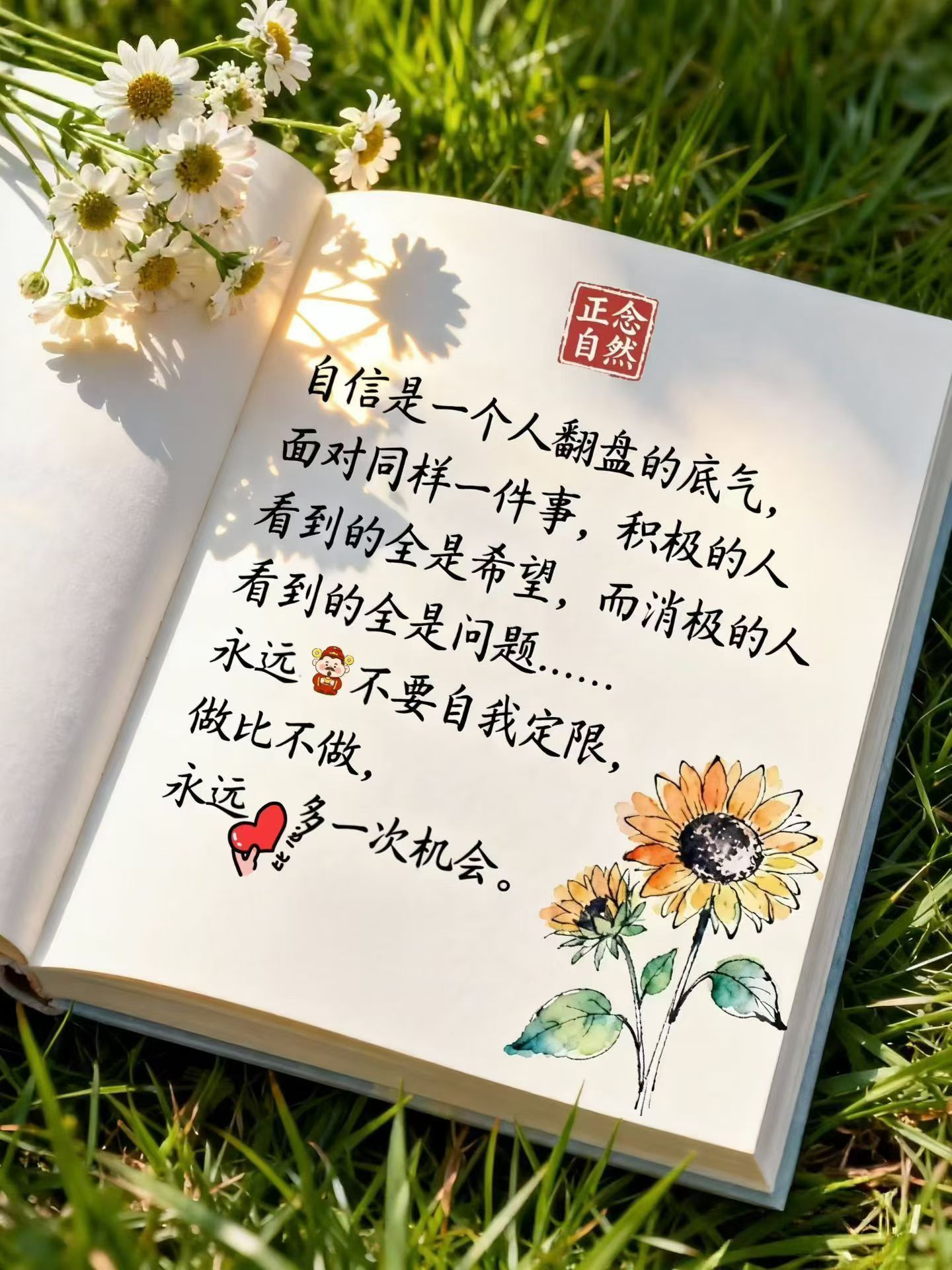 自信是一个人翻盘的底气，面对同一件事，积极的人，看到的全是希望！而消极的人，看到