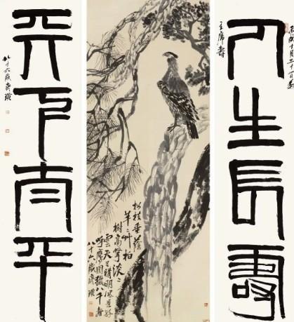 蒋介石60大寿，82岁高龄的齐白石给他画了一只大老鹰，作品尺幅巨大、笔墨老辣，但