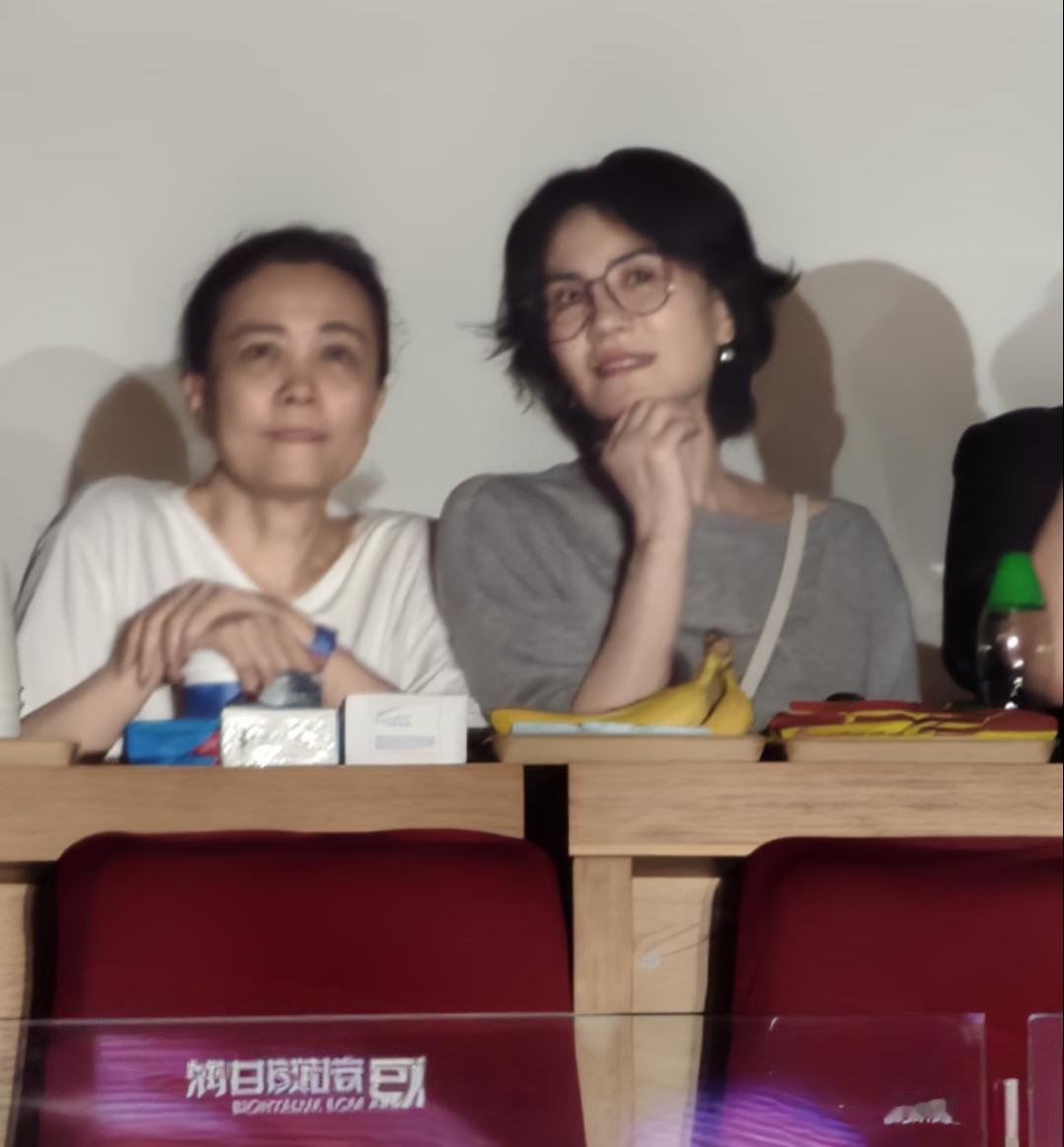 57岁王菲在北京看闺蜜那英的演唱会，她坐在VIP包厢里，一副很普通的日常打扮，略