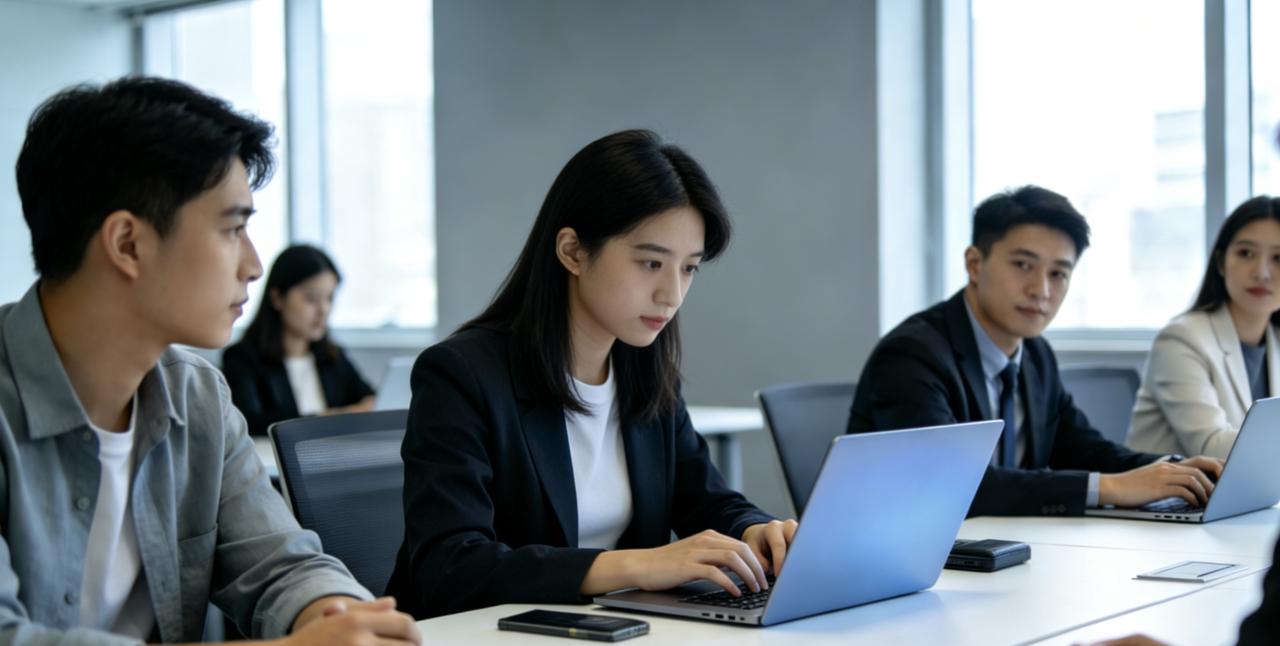 部门例会上，新来的实习生小陈一直埋头狂记，键盘敲得飞起。会后，带她的老员工瞄了