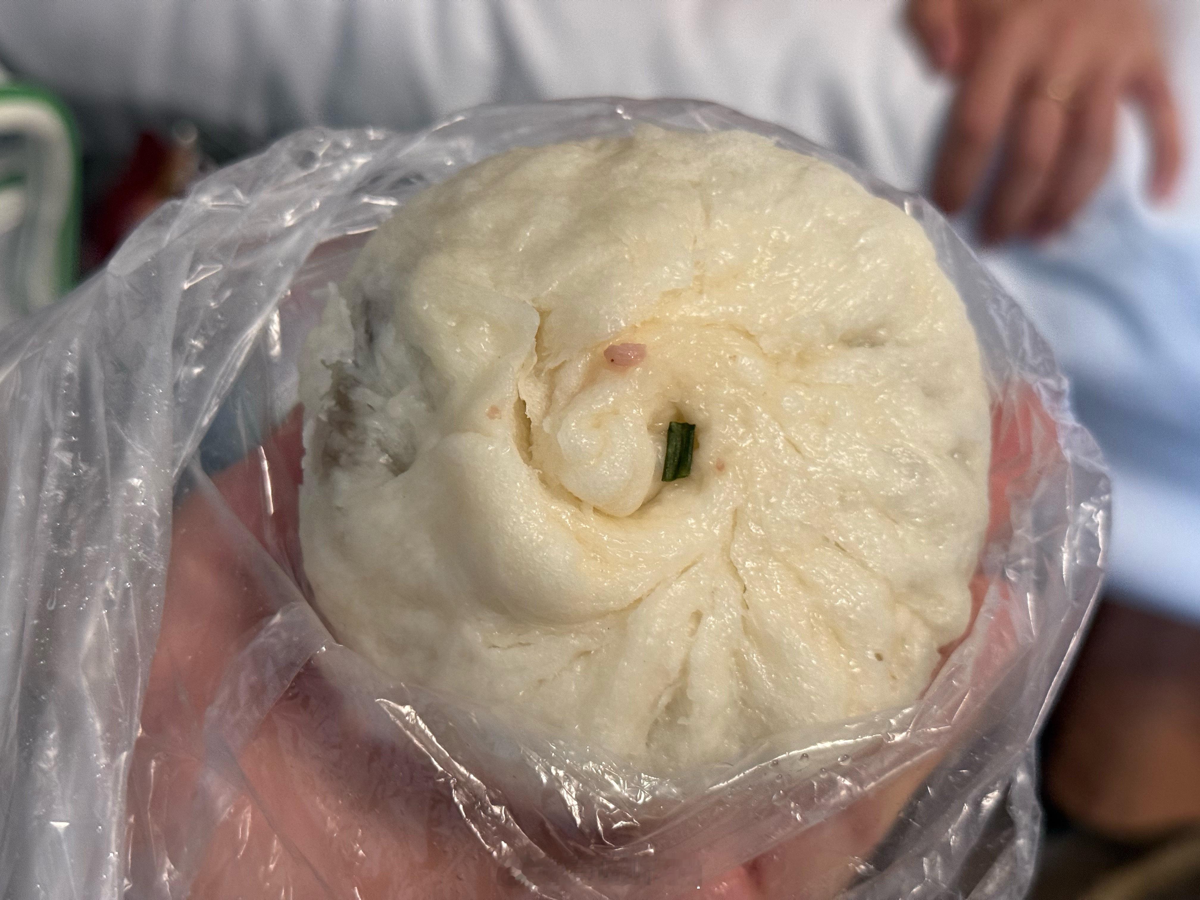 这个包子叫三鲜包很大一个才两元但和我想象中的三鲜包完全不一样，他这个的三鲜感觉像